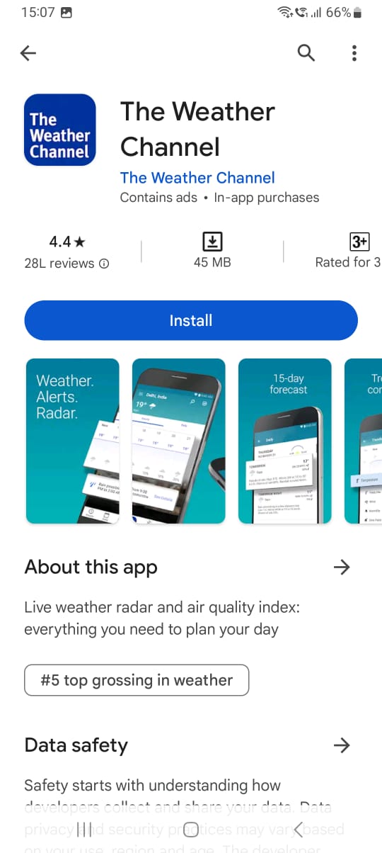 The Weather Channel, Android Application